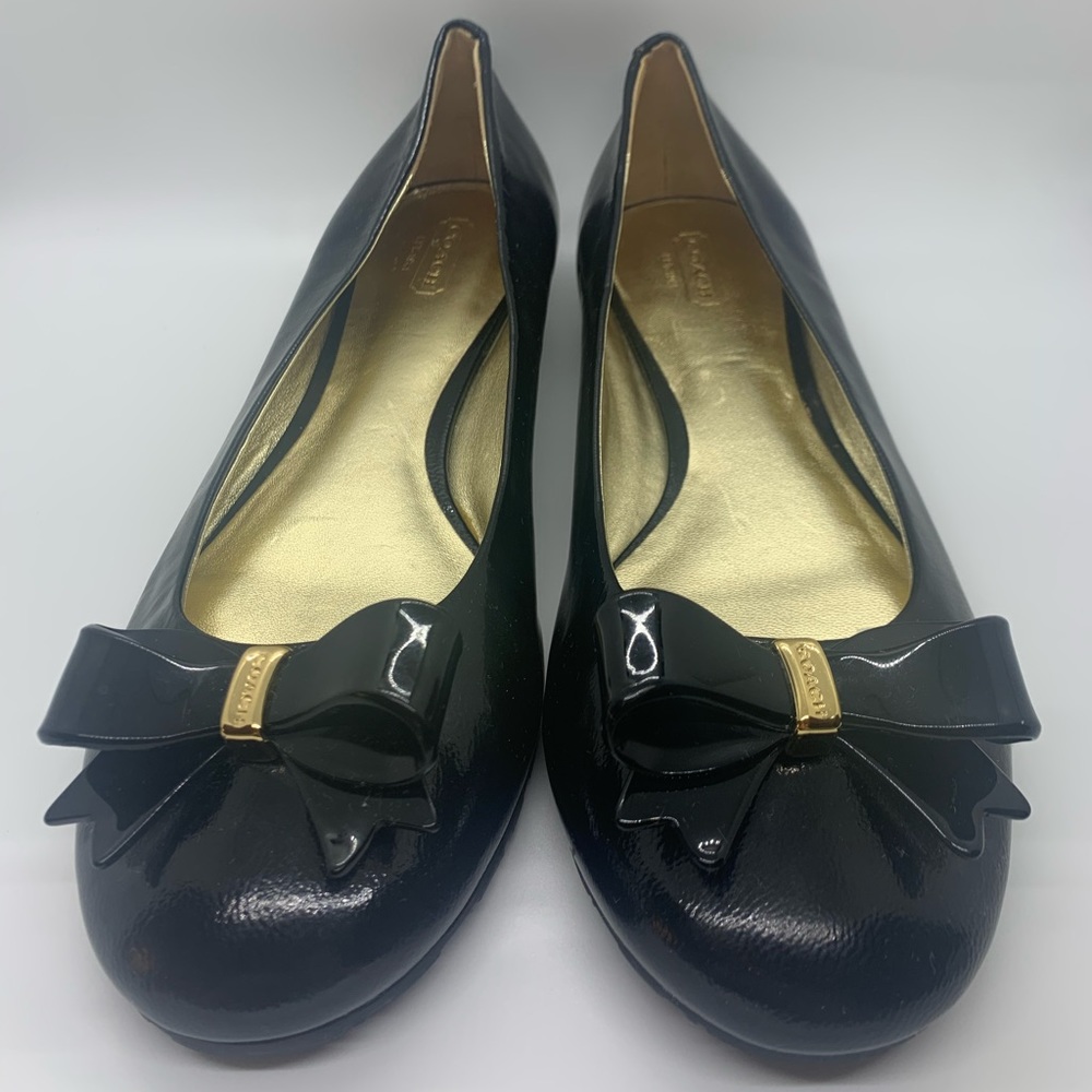 Coach Black Skyla Patent Leather Flats